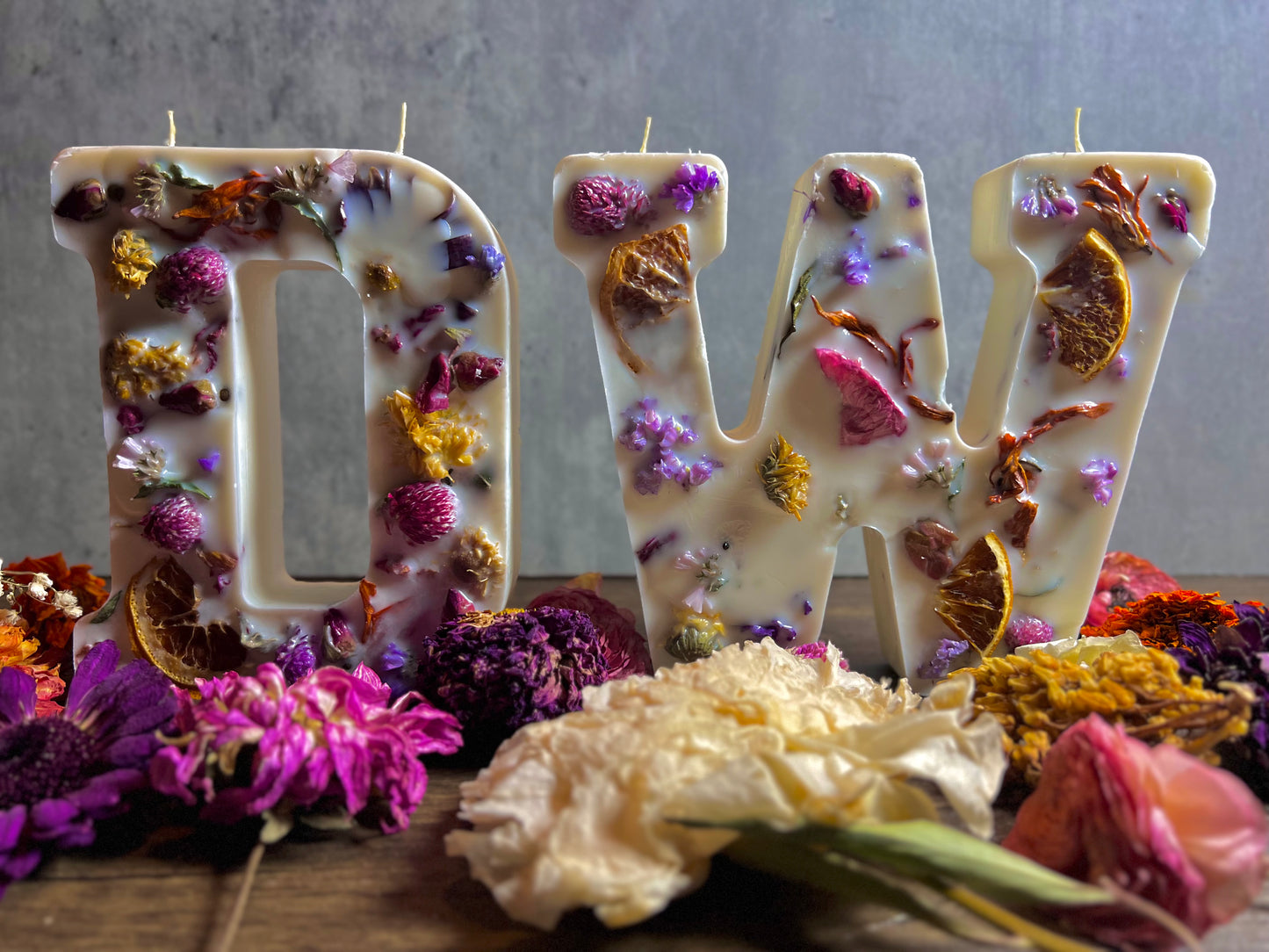Botanical Monogram Letter Candle