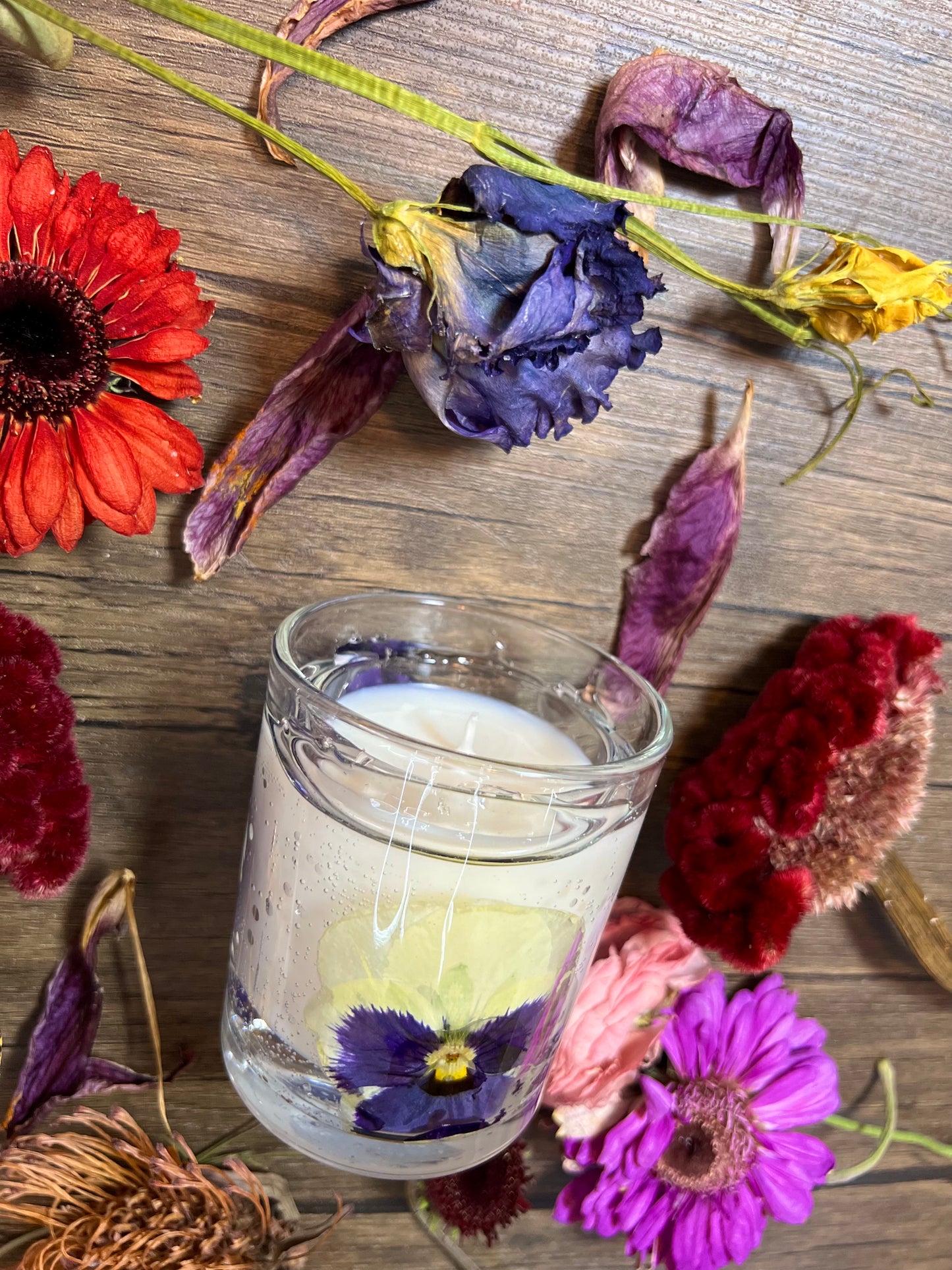 Botanical Transparent Candle - Pansies
