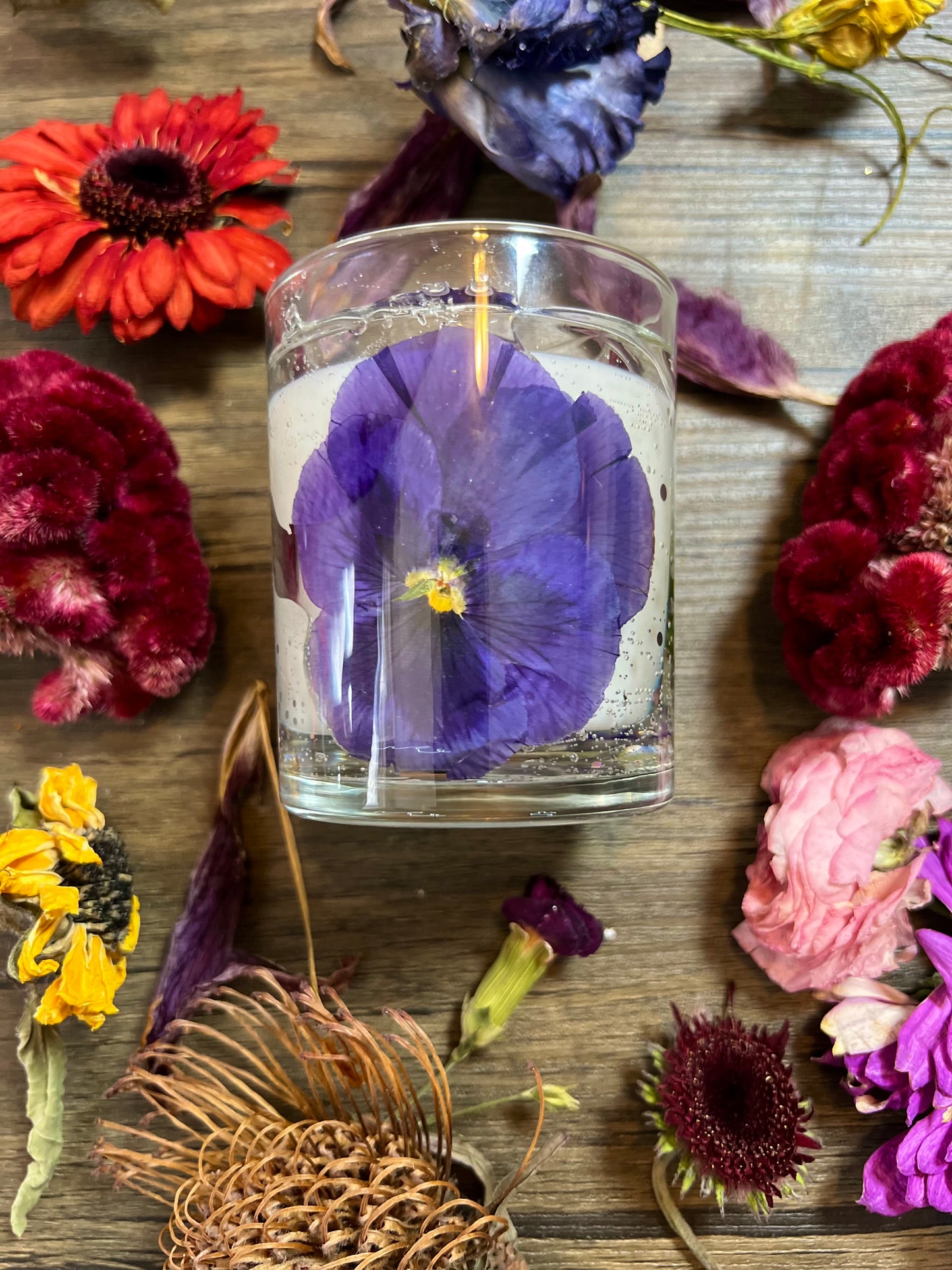 Botanical Transparent Candle - Pansies