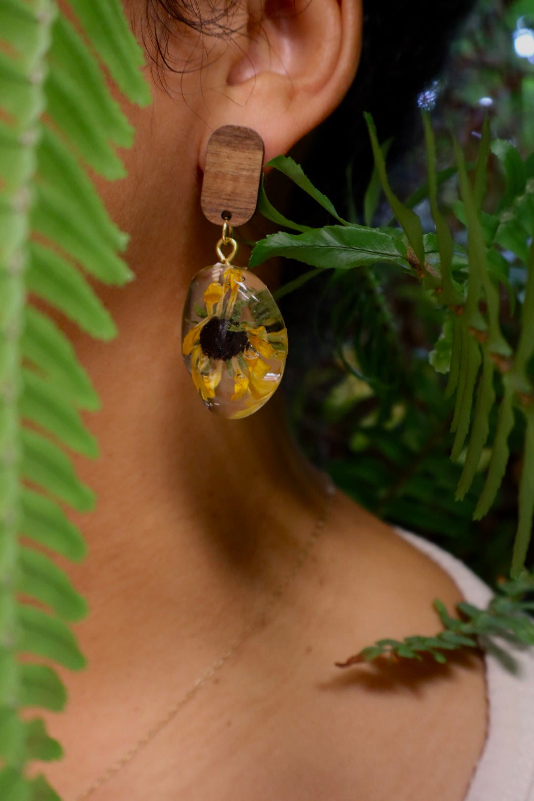 Sunflower & Daisy - Wood Floral Earrings - Mixmatch