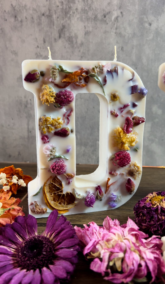 Botanical Monogram Letter Candle