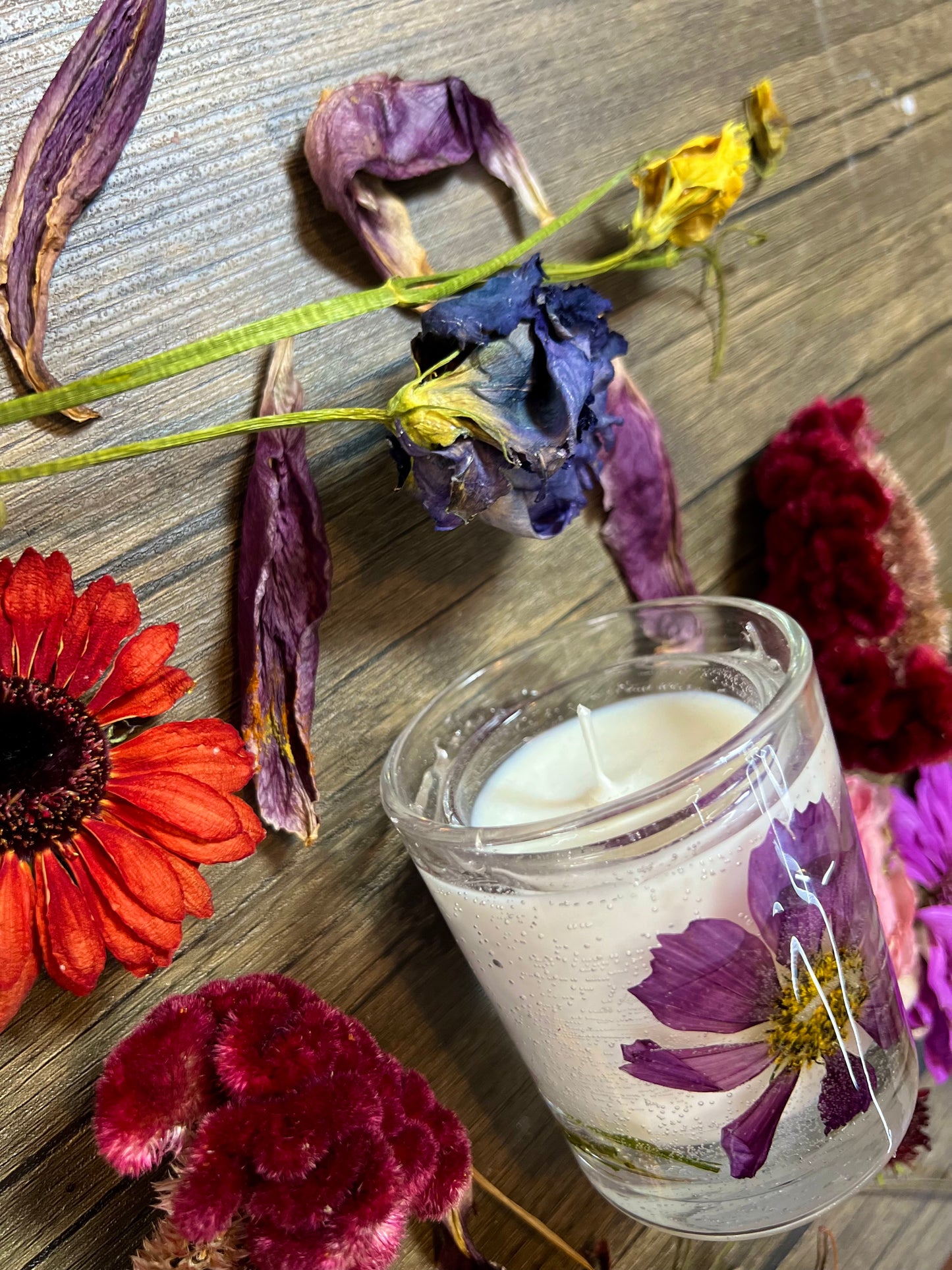 Botanical Transparent Candle - Rosa Zinnia