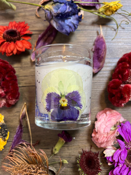 Botanical Transparent Candle - Pansies