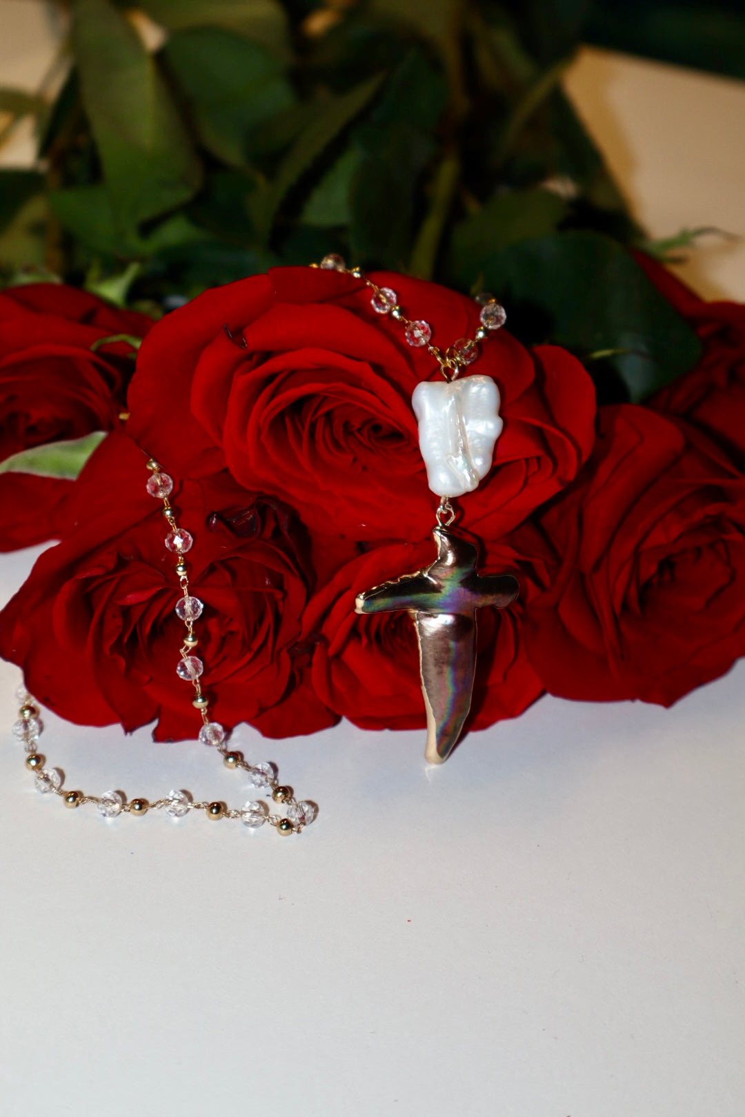 Freshwater Baroque Pearl Cross Necklace