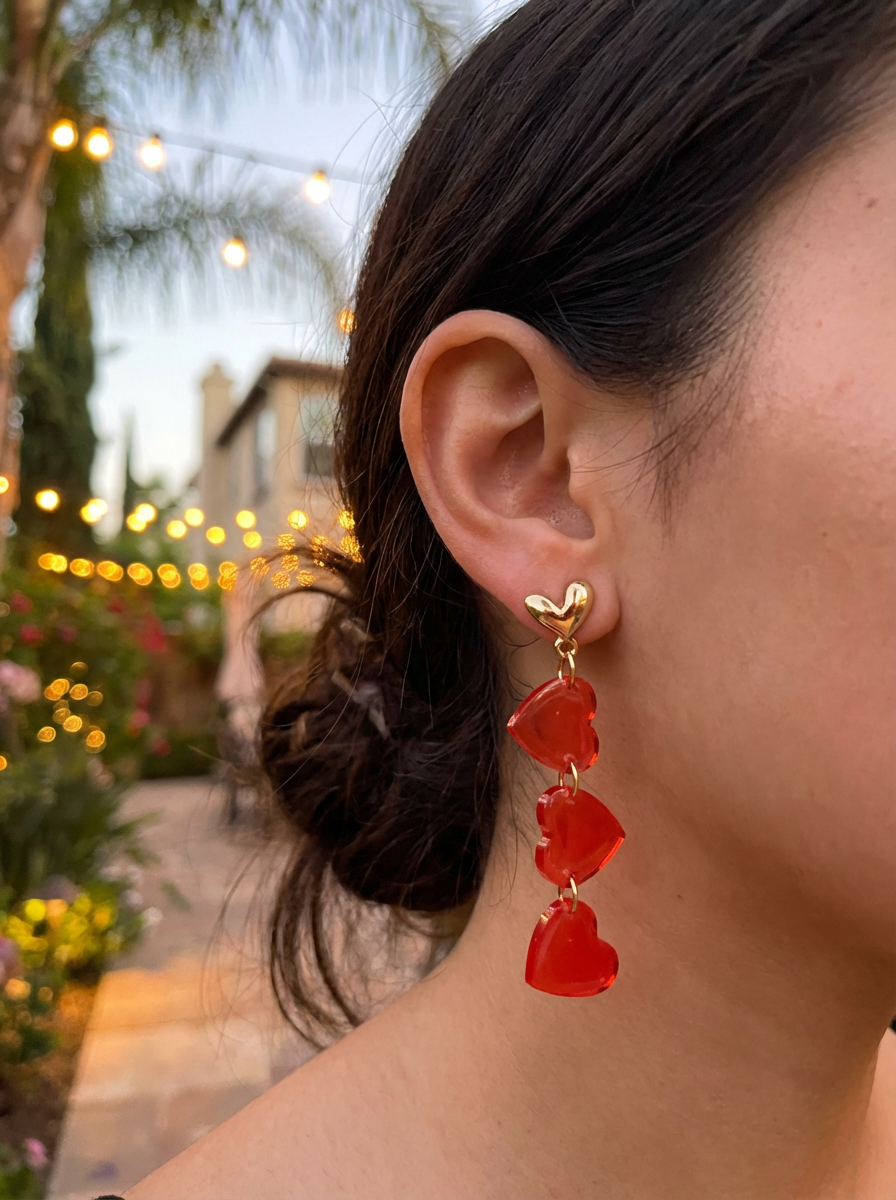 Triple Heart Earrings