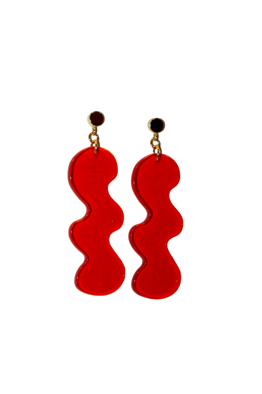 Red Swiggle Earrings
