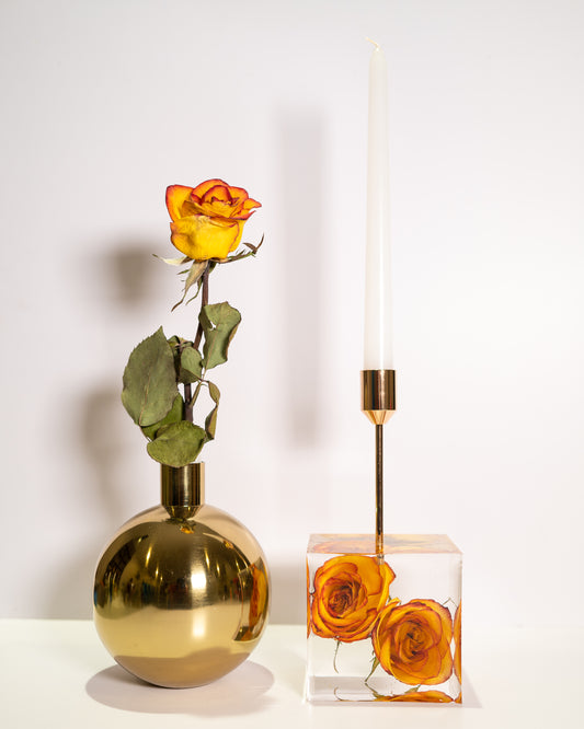 Concrete Rose Candle Holder